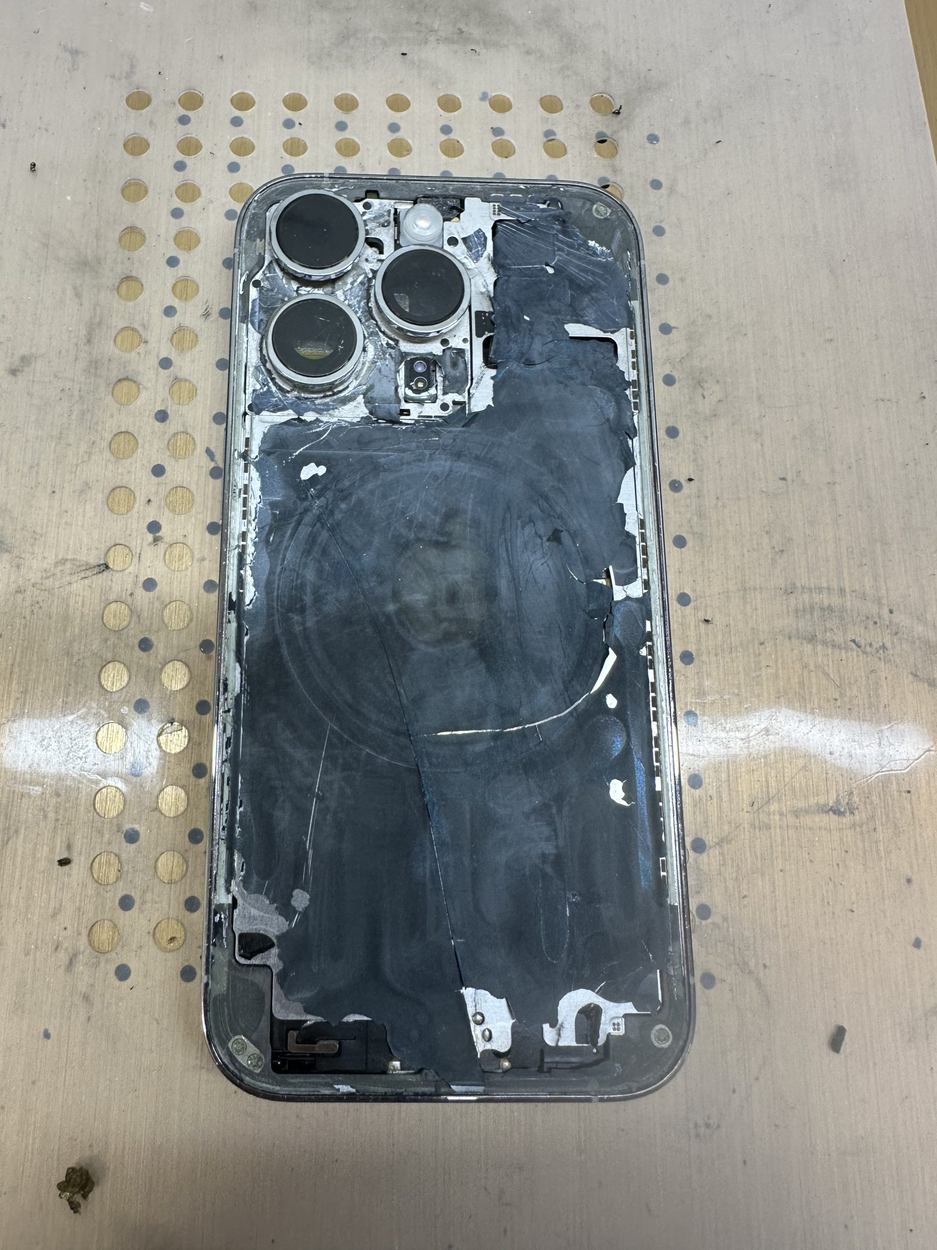 After cleanup: housing cleaned and ready for new back glass