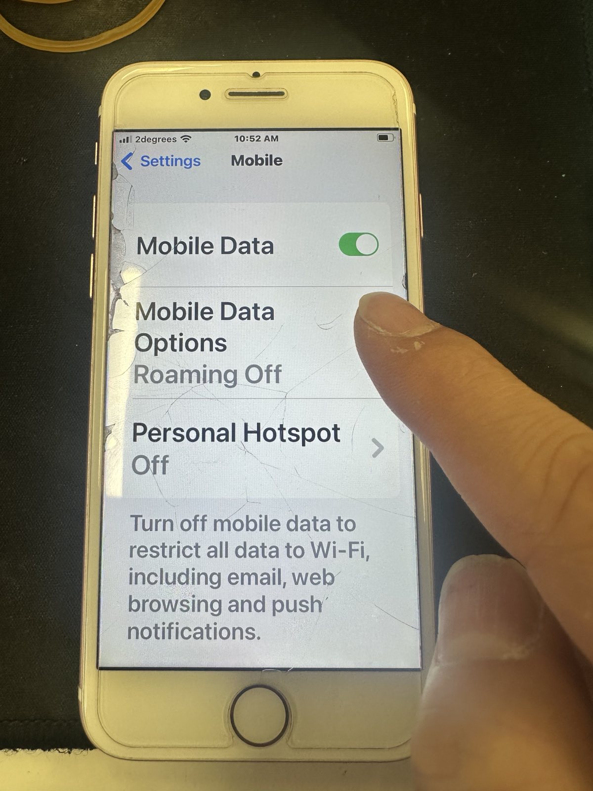 iPhone Mobile Data screen showing Mobile Data Options