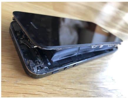 Swollen iPhone battery example